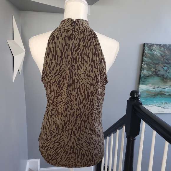 Michael Kors Sleeveless Blouse Brown Army Green - Picture 2 of 8